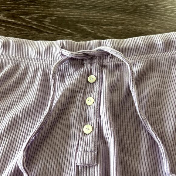 EUC WSLY Ribbed Shorts Size Medium Lavender Drawstring Lounge Pajama Pants - Picture 9 of 14